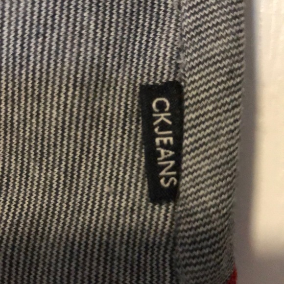 CK Jeans Casual Long-Sleeved Top with Navy Detail and Red Contrast Stitching - Picture 4 of 5